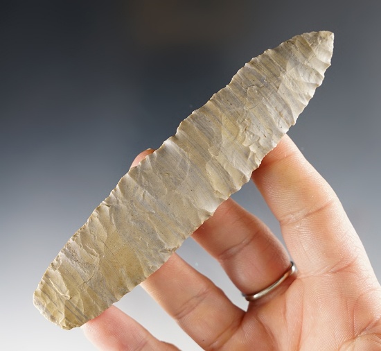 4 3/4" Paleo Lanceolate made from striated Flint. Found in Ohio.