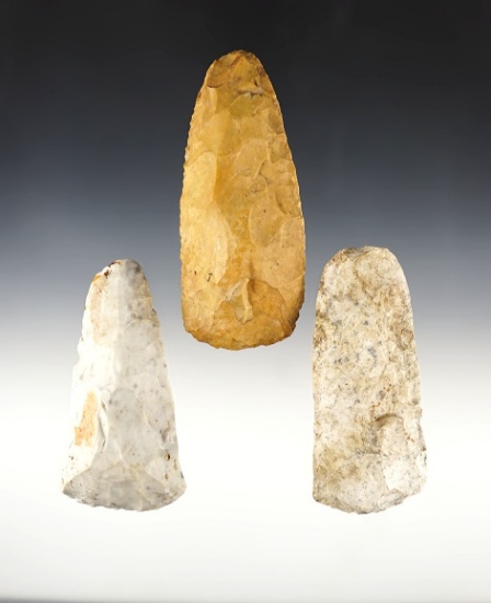 Set of 3 nice Flint Celts. Recovered in Randolph Co., Illinois. Ex Jeff Shenks.