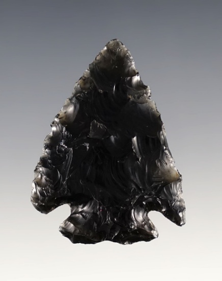 2 1/16" Elko made from Obsidian. Found in Lake Co., Oregon. Ex. Conrad Killian, Hannah.