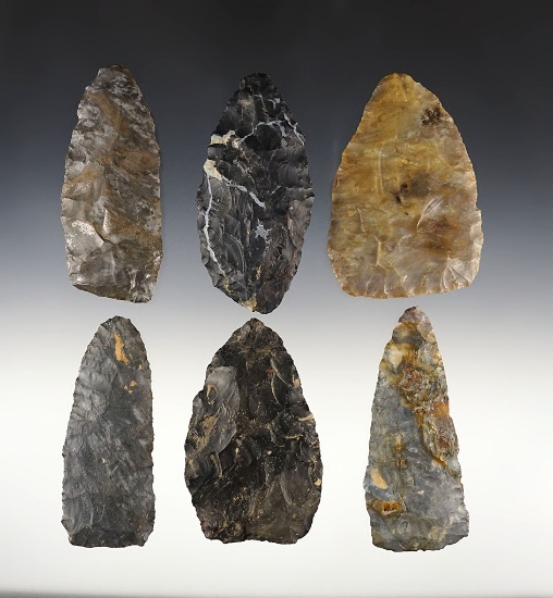 Group of 6 Flint Blades. Four from Ohio, one from Tennessee and one from Missouri.