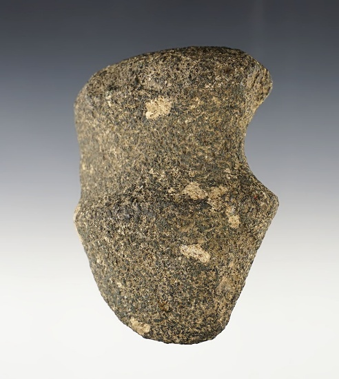 3 7/8" long 3/4 Groove Axe made from white & black Porphyry. Found in Ingham Co., Michigan.