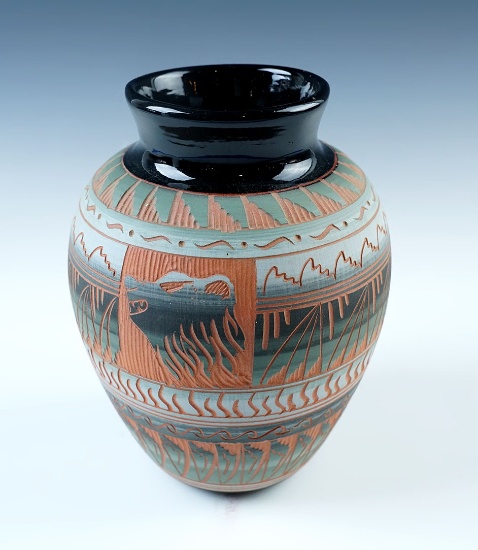Beautiful! 6" tall contemporary Navajo Vase in excellent condition. Signed on bottom by artist.
