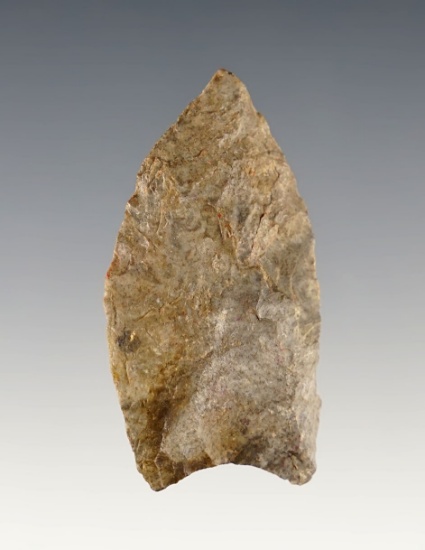 2 1/16" Holcombe Fluted Point made from Bayport Chert. Found in Steuben Co., Indiana.