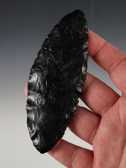 4 3/4" High Desert Knife made from Obsidian. Found near Fort Rock Valley, Lake Co., Oregon.