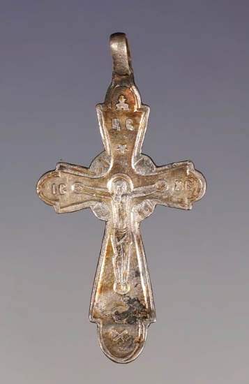 Nicely detailed 1 7/16" Silver Fur Trade Era Cross found in New York.