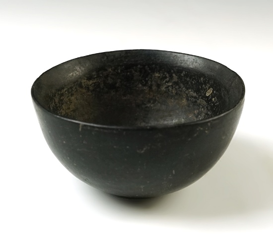 3 7/16" thin wall Blackware Miniature Bowl in solid condition, recovered in California.