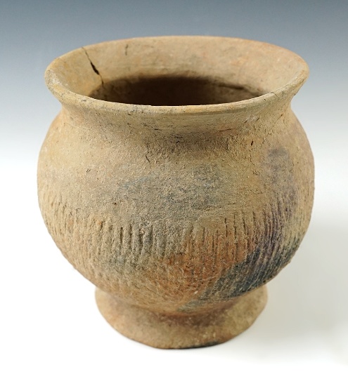 4 5/8" tall by 4 1/4" wide Ban Chiang  Pottery Vessel recovered in Thailand.