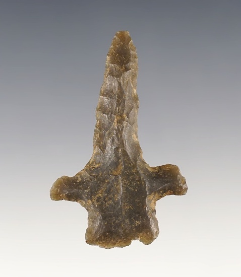 Well styled 2 3/16" Drill that was anciently salvaged from a larger knife form, found in Ohio.
