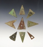 Set of 9 Kettle Points recovered at the Power House Site in Lima, New York. Largest is 1 1/2