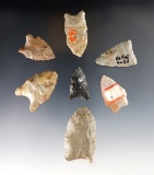 Set of 7 Paleo points, mostly Hi-Lo, found in NE Indiana. All are in good condition.