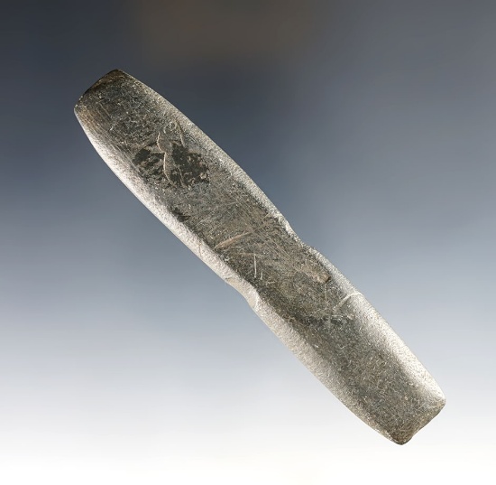 Unique 4 5/16" Grooved Bar Weight found in Benton Co., Indiana. Made from patinated slate.