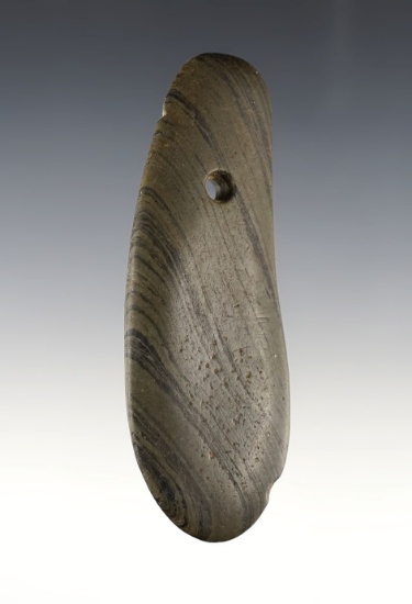 3 15/16" Indiana Pendant made from patinated Banded Slate. Pictured. Ex. Jim Dressler.