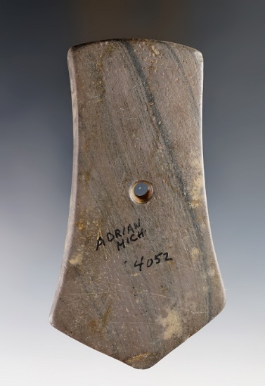 Finely made 4 9/16" Pentagonal Pendant found in Adrian, Lenawee Co., Michigan. Pictured.