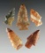 Set of 5 highly colorful Midwest points in nice condition. The largest is 2 1/8