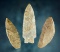 Set of three points including a Heavy Duty, Crescent Knife and a Leaf Point. The largest is 2 7/8