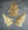 Set of three Archaic Thebes Bevels found in Ohio. All are in good condition. The largest is 2 3/8