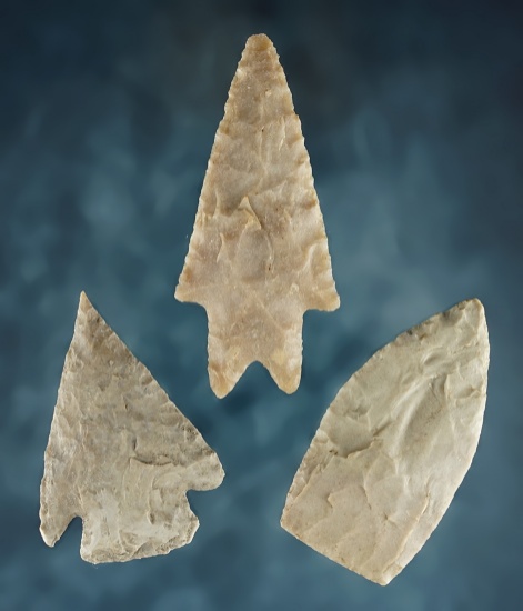 Set of three Texas points including a Castroville, Pedernales and a 2 7/16" Lanceolate.