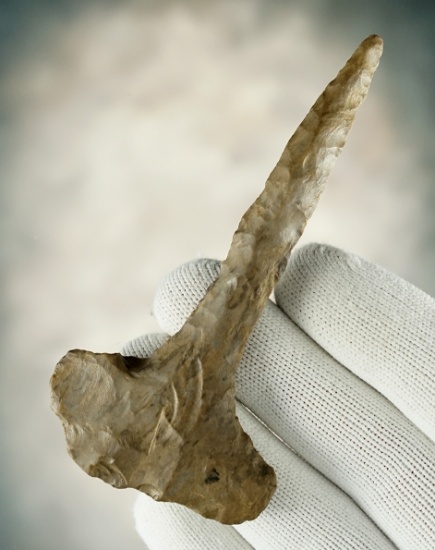 Large 3 7/8" Drill that is heavily patinated and well made. Found in the Midwestern U.S.