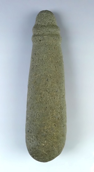 9" Hardstone Phallic Pestle with unique double raised rings at the top. Found in California.