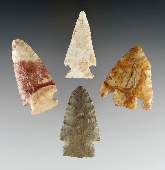 Set of 4 Missouri points in good condition. The largest is 2 5/16".