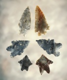 Set of 6 Ohio Bifurcated points in nice condition. The largest is 1 9/16