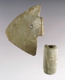 Pair of anciently salvaged Ohio Bannerstones including a Tube type & a Butterfly type.