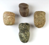Set of 4 Grooved Hammerstones found in Ohio. All are in good condition. The largest is 3 1/2