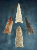 Set of 4 Missouri Dalton points in nice condition. The largest is 2 3/8