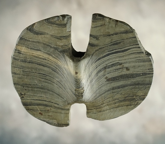 3 1/2" Double Notched Butterfly Bannerstone made from  Banded Slate. Ex. Dr. Bunch, John May .