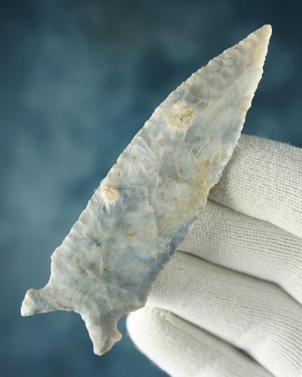 3 3/4" Flint Graham Cave found in Illinois. Ex. Perino, Sissimore, Pfeiffer, Crawford. COA's.