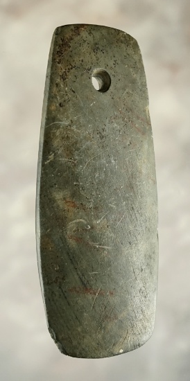 3 13/16" Banded Slate Pendant found in Delaware Co., Ohio. A few ancient imperfections.