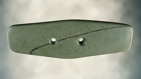 4 3/8 x 1 1/2" Rectangular Gorget found in Seneca Co., Ohio. Made from Banded Slate. Pictured.