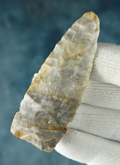 2 15/16" Upper Mercer Flint Lanceolate Knife found in Coshocton Co., Ohio. Ex. Hooks, Lutz. COA.