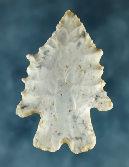 2 1/8" Archaic Bifurcate that is well styled from Flint Ridge Flint. Found in Stark Co., Ohio.