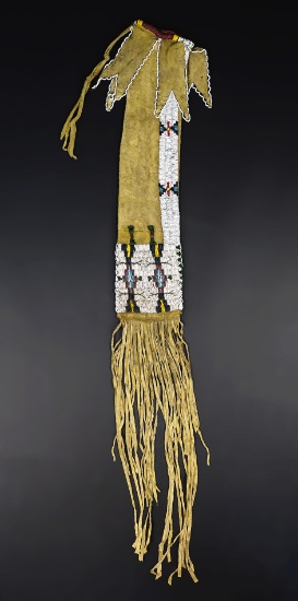 Pipe bag that measures 4 3/4" wide by 20 1/2" long. Late 1800's - early 1900's.  Beautifully beaded.