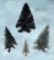 Set of 4 Obsidian points including two Elko's, a 1 7/16