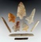 Set of 9 assorted Florida relics all found on the same site. Includes 5 Flint artifacts and 4 Bone.