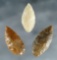 Set of three Leaf Points/Small Knives recovered in Benton Co., Washington. Ex. Charlie Mitchell.