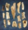 Set of 13 worked Bone pieces and artifacts. Found in Gallia Co., Ohio. The largest is 3 1/16