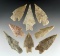 Set of 8 assorted Texas points in good overall condition. The largest is 3 3/16