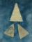 Set of three nice Kettle Points found at the Burrell Creek Site in Livingston Co., New York.