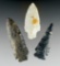 Three Ohio points - a Meadowood, a Knife &  a Flint Ridge Archaic Stemmed Point.