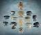 Set of 14 Ohio Hafted Scrapers made from a variety of materials. Some are Ex. Terry Elleman.