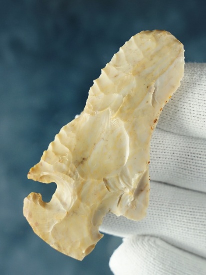 2 11/16" Ohio Archaic Thebes E-Notch with dual Spoke Shaves. Made from Flint Ridge Flint.