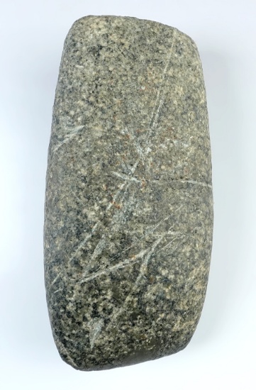 6 1/8" long Hardstone Celt with a nice square poll area. Found in Wabash Co., Illinois.