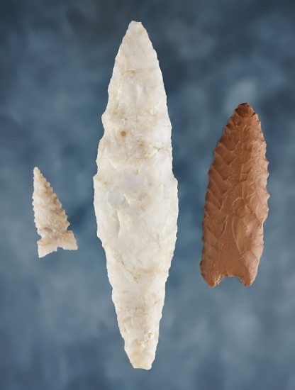Set of 3 points found together near the Snake River, Owyhee Co., Idaho by the Weres in 1965.