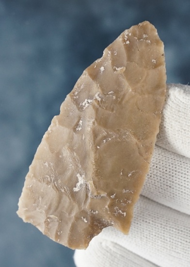 2 11/16" single notch Texas Knife made from Edwards Plateau Chert with nice Caliche deposits.