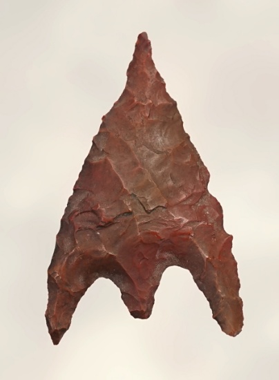 1 1/16" Gunther Barbed made from nicely colored Jasper. Found in Jackson Co., Oregon. COA.