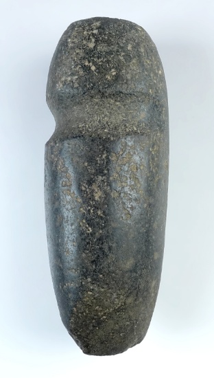 6 1/2" long Hohokam 3/4 Groove Axe found in Arizona. Bit area shows heavy ancient use.