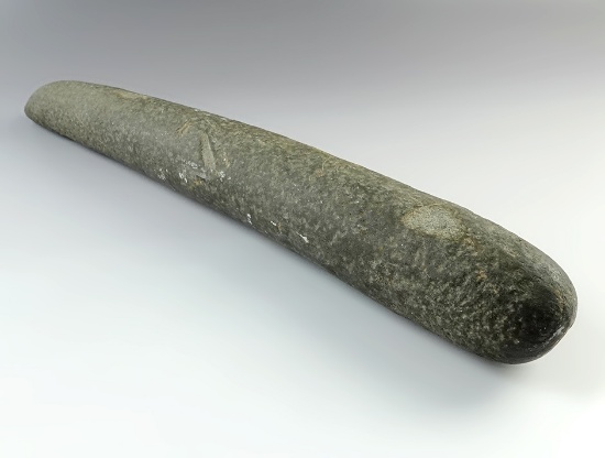 Nicely made and large 16 1/2" Roller Pestle found near the Ohio River in southern Illinois.